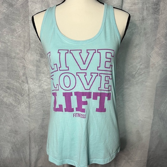 Fitness Tee Co 🌟2/$20 Live Love Lift Blue w Purple Racerback Workout Tank - LG - Picture 2 of 9
